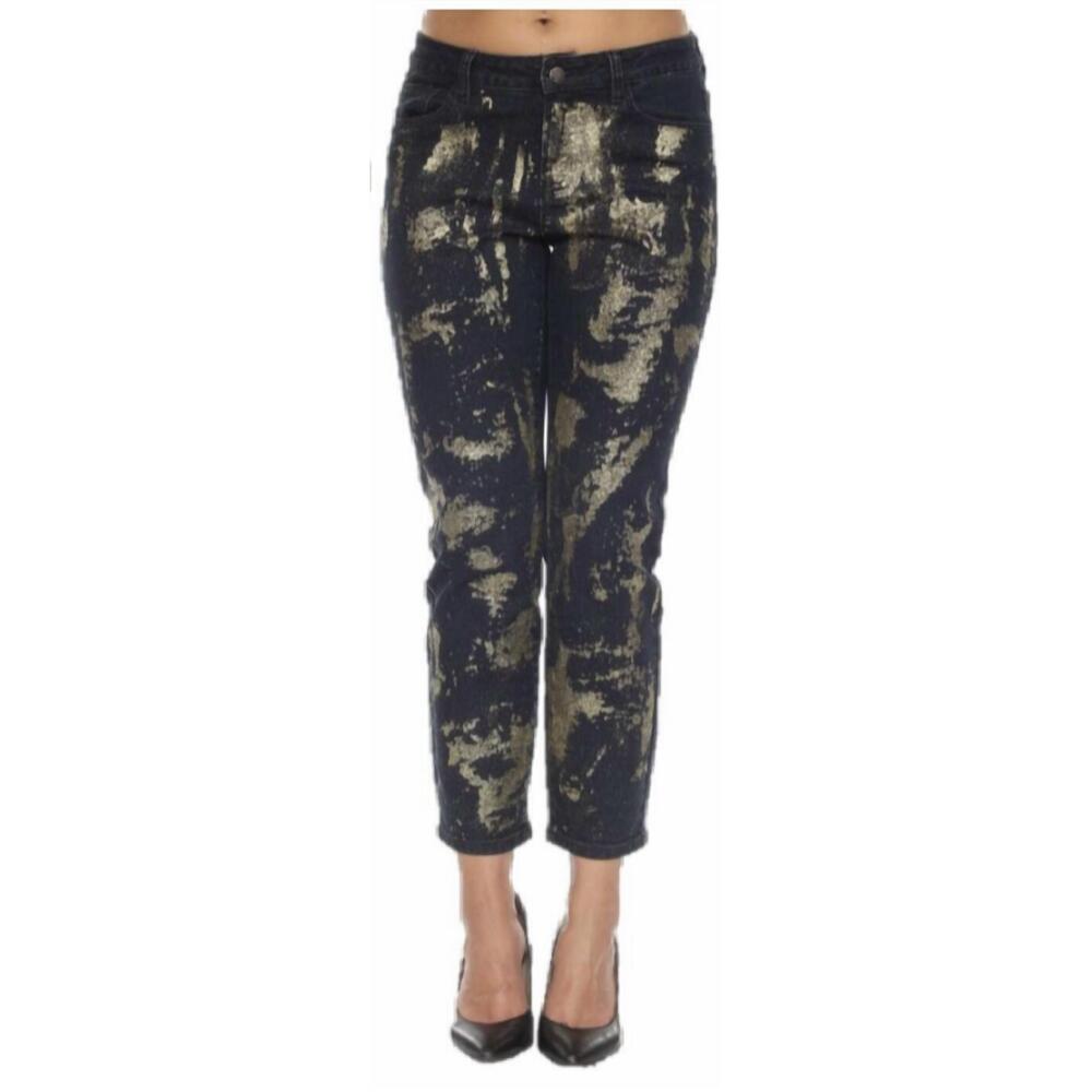 NEW AZI ankle-length jeans in gold splash designs